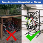 Range-vélos autoportant pour 5 vélos, support à vélos vertical d'une capacité de 136 kg, support de rangement intérieur pour vélos à hauteur réglable, noir