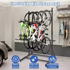 Range-vélos autoportant pour 5 vélos, support à vélos vertical d'une capacité de 136 kg, support de rangement intérieur pour vélos à hauteur réglable, noir