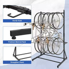Range-vélos autoportant pour 5 vélos, support à vélos vertical d'une capacité de 136 kg, support de rangement intérieur pour vélos à hauteur réglable, noir