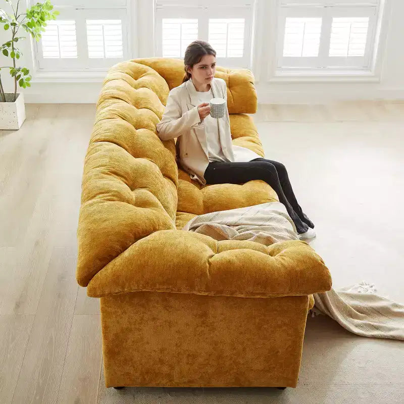 94.8" Modern Chenille Cloud Sofa with Deep Seat for Living Room, Bedroom, Office