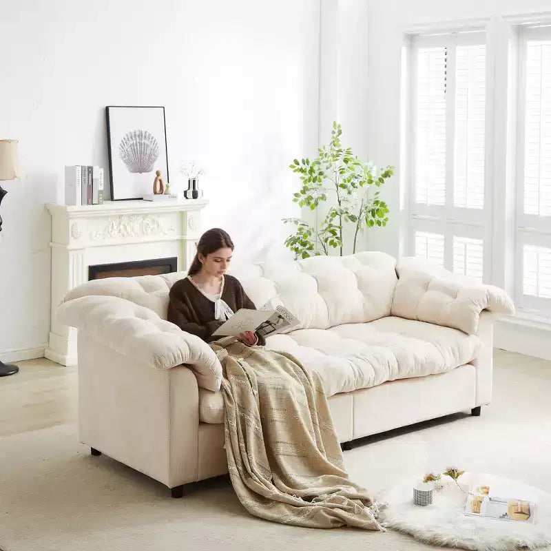 94.8" Modern Chenille Cloud Sofa with Deep Seat for Living Room, Bedroom, Office
