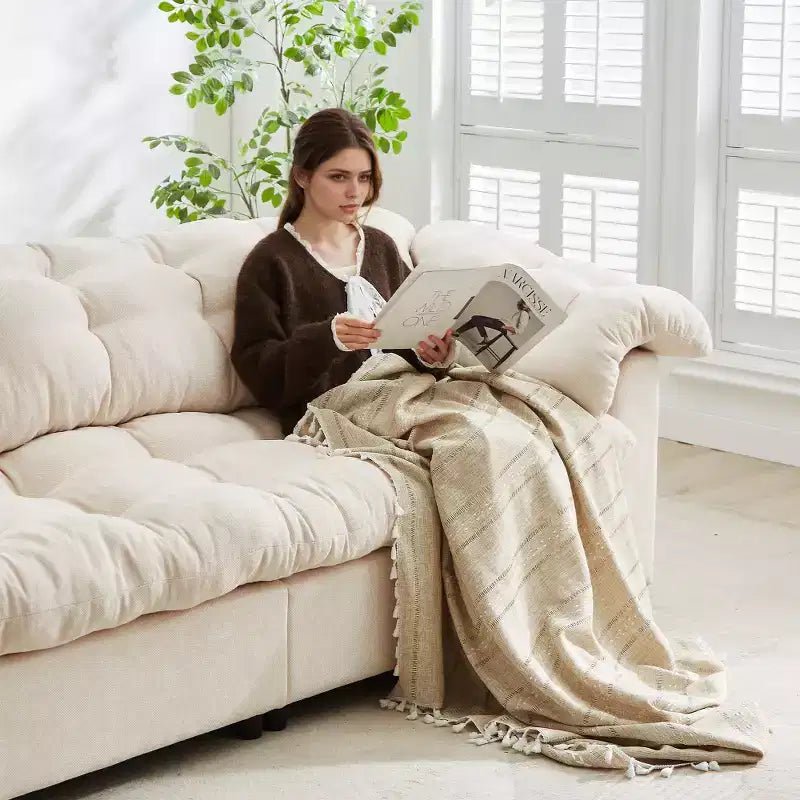 94.8" Modern Chenille Cloud Sofa with Deep Seat for Living Room, Bedroom, Office