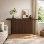 Console Table Entryway Table, Modern Hallway Table, Fluted Base with Metal Accent, Brown - ModernLuxe