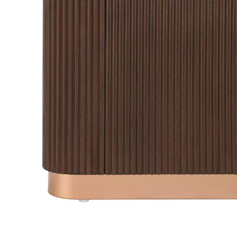 Console Table Entryway Table, Modern Hallway Table, Fluted Base with Metal Accent, Brown