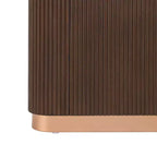 Table console d'entrée, table de couloir moderne, base cannelée avec accent métallique, marron
