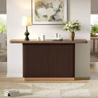 Table console d'entrée, table de couloir moderne, base cannelée avec accent métallique, marron