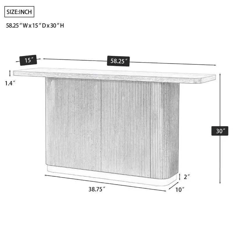 Console Table Entryway Table, Modern Hallway Table, Fluted Base with Metal Accent, Brown