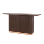 Table console d'entrée, table de couloir moderne, base cannelée avec accent métallique, marron