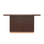 Table console d'entrée, table de couloir moderne, base cannelée avec accent métallique, marron