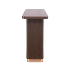Table console d'entrée, table de couloir moderne, base cannelée avec accent métallique, marron
