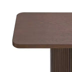 Table console d'entrée, table de couloir moderne, base cannelée avec accent métallique, marron
