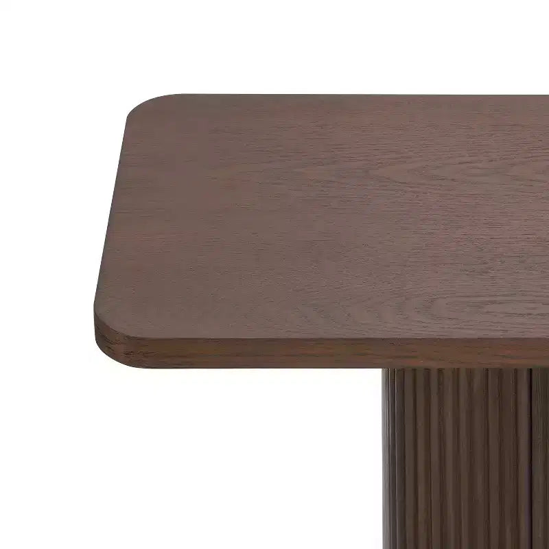 Console Table Entryway Table, Modern Hallway Table, Fluted Base with Metal Accent, Brown