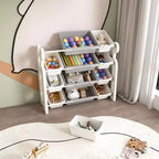Organisateur de rangement de jouets pour enfants, étagère à 2 niveaux, 12 bacs de rangement, salle de jeux, chambre d'enfants, salle de classe