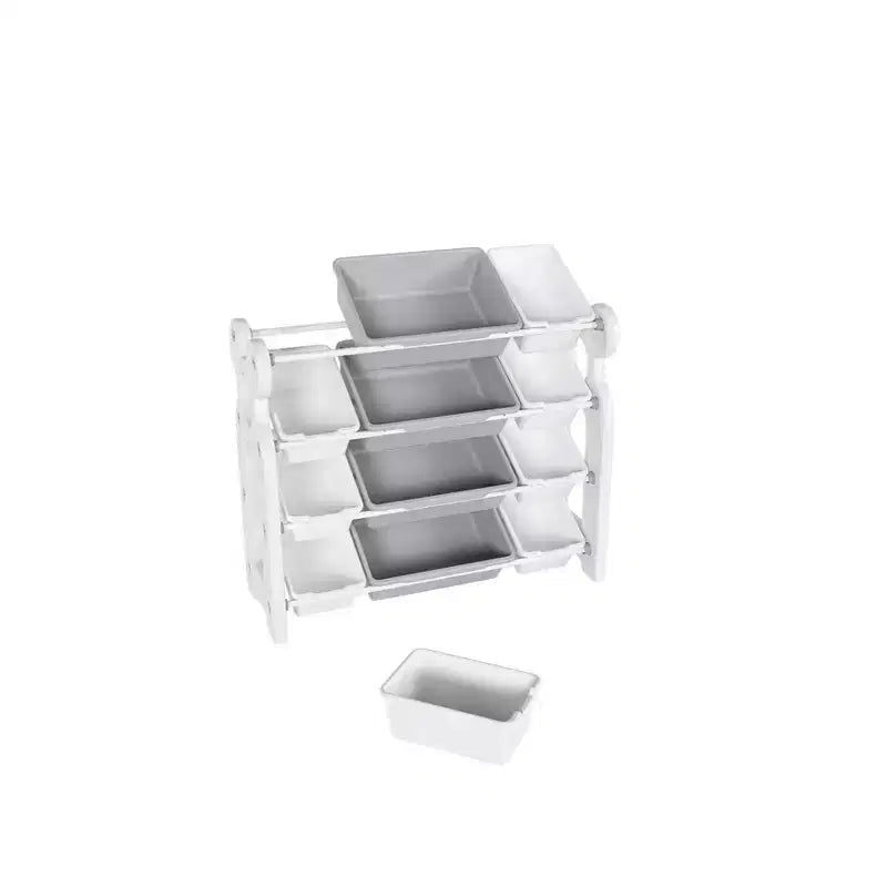 Kids Toy Storage Organizer, 2 Tier Bookshelf 12 Toy Bins, Playroom Bedroom Kids Room Classroom