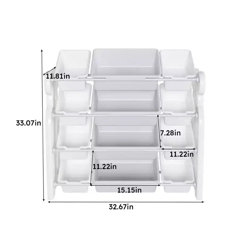 Kids Toy Storage Organizer, 2 Tier Bookshelf 12 Toy Bins, Playroom Bedroom Kids Room Classroom