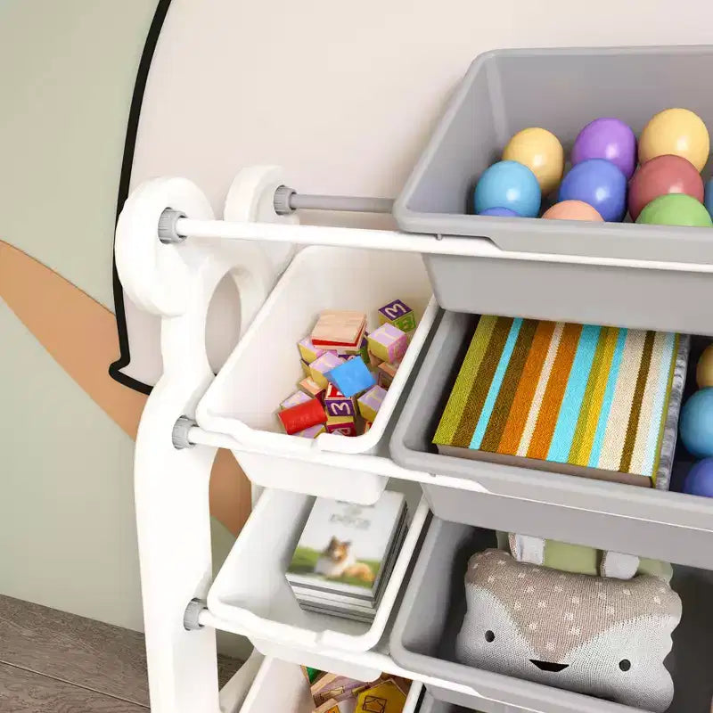 Kids Toy Storage Organizer, 2 Tier Bookshelf 12 Toy Bins, Playroom Bedroom Kids Room Classroom