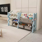 Organisateur de rangement de jouets pour enfants, étagère à 2 niveaux, 12 bacs de rangement, salle de jeux, chambre d'enfants, salle de classe