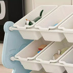 Organisateur de rangement de jouets pour enfants, étagère à 2 niveaux, 12 bacs de rangement, salle de jeux, chambre d'enfants, salle de classe