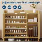 Meuble de rangement pour chaussures en rotin 41", Meuble à chaussures d'entrée de style ferme avec portes et étagères réglables pour couloir et salon