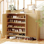 Meuble de rangement pour chaussures en rotin 41", Meuble à chaussures d'entrée de style ferme avec portes et étagères réglables pour couloir et salon