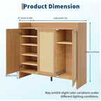 Meuble de rangement pour chaussures en rotin 41", Meuble à chaussures d'entrée de style ferme avec portes et étagères réglables pour couloir et salon