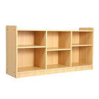 Étagère Montessori, Organisateur de jouets et de livres à 6 compartiments avec séparateurs réglables, Bibliothèque pour enfants en bois naturel pour salles de jeux et salles de classe