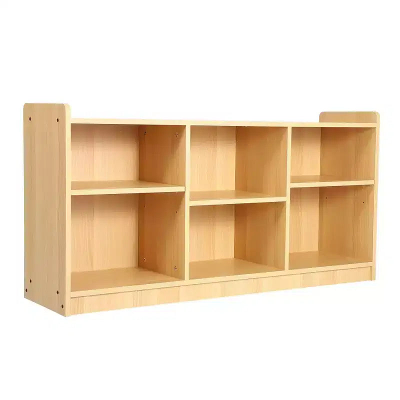 Montessori Shelf, 6 Compartment Toy & Book Organizer with Adjustable Dividers, Natural Finish Kids' Bookcase for Playrooms & Classrooms