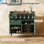 Meuble à liqueur moderne avec casier à vin et buffet, portes en verre cannelé et tiroirs de rangement pour cuisine, salle à manger