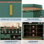 Meuble à liqueur moderne avec casier à vin et buffet, portes en verre cannelé et tiroirs de rangement pour cuisine, salle à manger