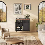 Meuble à liqueur moderne avec casier à vin et buffet, portes en verre cannelé et tiroirs de rangement pour cuisine, salle à manger