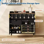 Meuble à liqueur moderne avec casier à vin et buffet, portes en verre cannelé et tiroirs de rangement pour cuisine, salle à manger