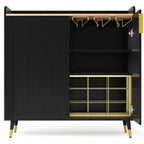 Meuble à liqueur moderne avec casier à vin et buffet, portes en verre cannelé et tiroirs de rangement pour cuisine, salle à manger
