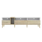 Meuble TV moderne avec 3 tiroirs et étagères ouvertes, console multimédia pour téléviseurs jusqu'à 80 pouces, centre de divertissement pour salon, design assorti aux couleurs