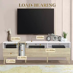 Meuble TV moderne avec 3 tiroirs et étagères ouvertes, console multimédia pour téléviseurs jusqu'à 80 pouces, centre de divertissement pour salon, design assorti aux couleurs