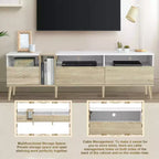 Meuble TV moderne avec 3 tiroirs et étagères ouvertes, console multimédia pour téléviseurs jusqu'à 80 pouces, centre de divertissement pour salon, design assorti aux couleurs