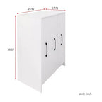 Bibliothèque à portes coulissantes 3 portes, étagère à 3 niveaux sur pied avec rangement coulissant et roulettes – Blanc
