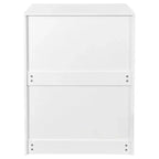 Bibliothèque à portes coulissantes 3 portes, étagère à 3 niveaux sur pied avec rangement coulissant et roulettes – Blanc
