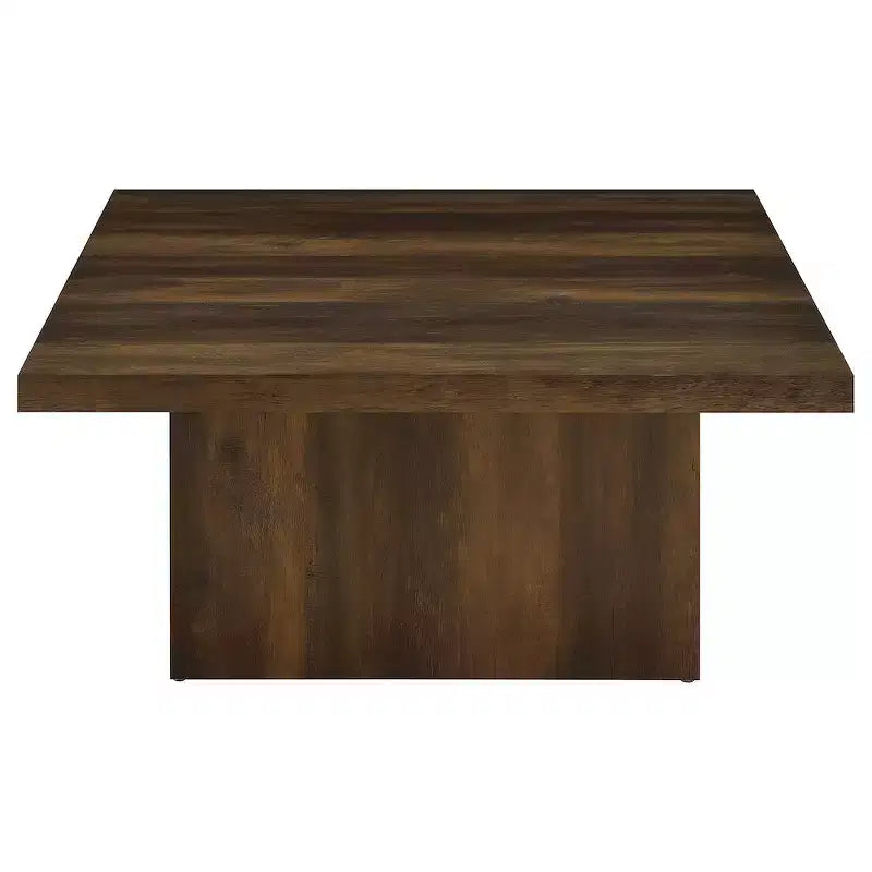 Square Engineered Wood Cocktail Coffee Table - Matte Black with Wood Grain Veneer