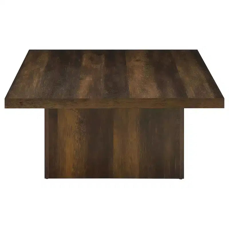 Square Engineered Wood Cocktail Coffee Table - Matte Black with Wood Grain Veneer