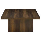 Table basse cocktail carrée en bois d'ingénierie – Noir mat avec placage façon grain de bois