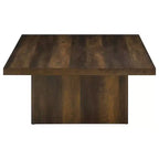 Table basse cocktail carrée en bois d'ingénierie – Noir mat avec placage façon grain de bois