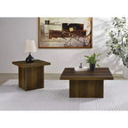 Table basse cocktail carrée en bois d'ingénierie – Noir mat avec placage façon grain de bois