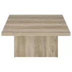 Table basse cocktail carrée en bois d'ingénierie – Noir mat avec placage façon grain de bois