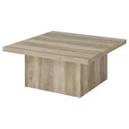 Table basse cocktail carrée en bois d'ingénierie – Noir mat avec placage façon grain de bois
