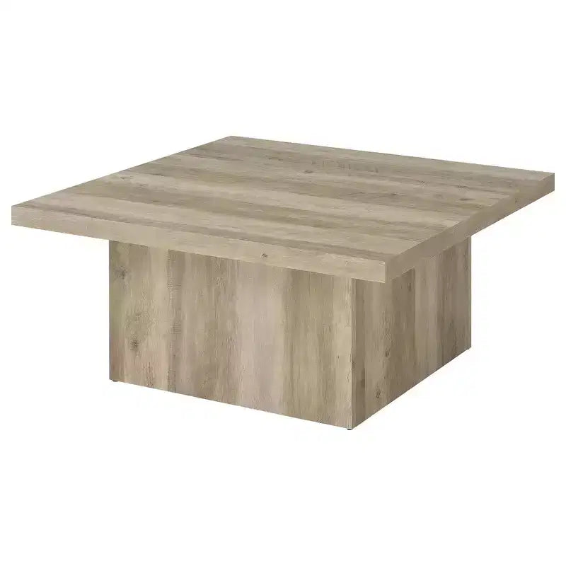 Square Engineered Wood Cocktail Coffee Table - Matte Black with Wood Grain Veneer