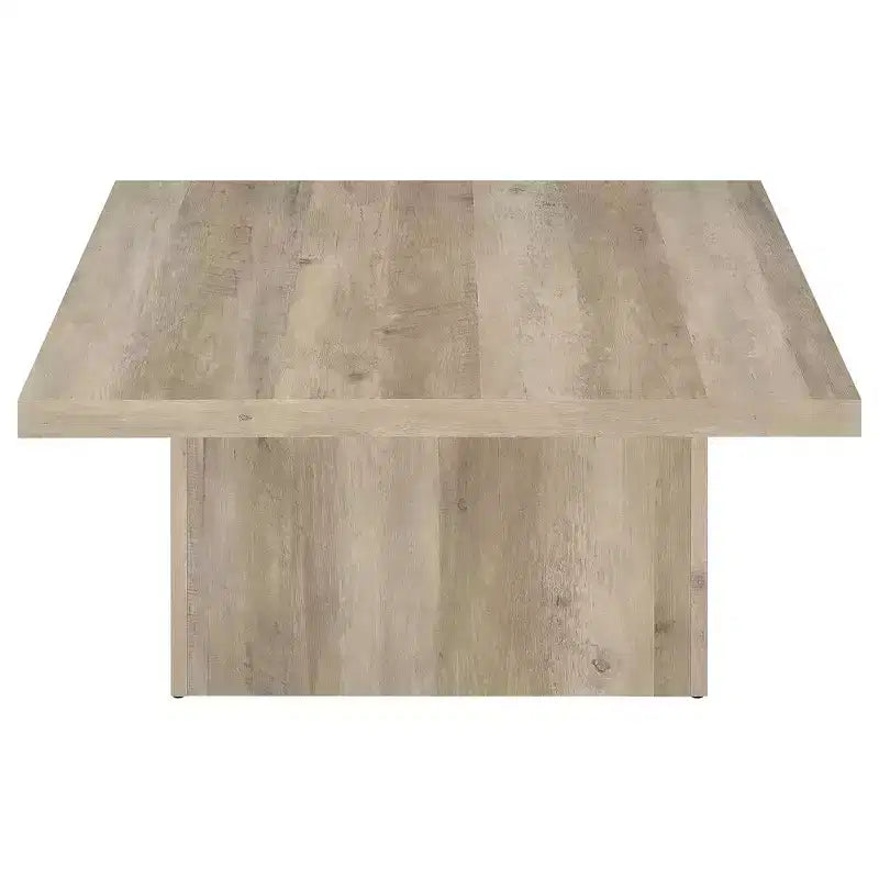 Square Engineered Wood Cocktail Coffee Table - Matte Black with Wood Grain Veneer
