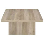 Table basse cocktail carrée en bois d'ingénierie – Noir mat avec placage façon grain de bois