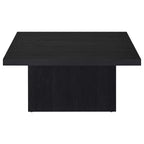 Table basse cocktail carrée en bois d'ingénierie – Noir mat avec placage façon grain de bois
