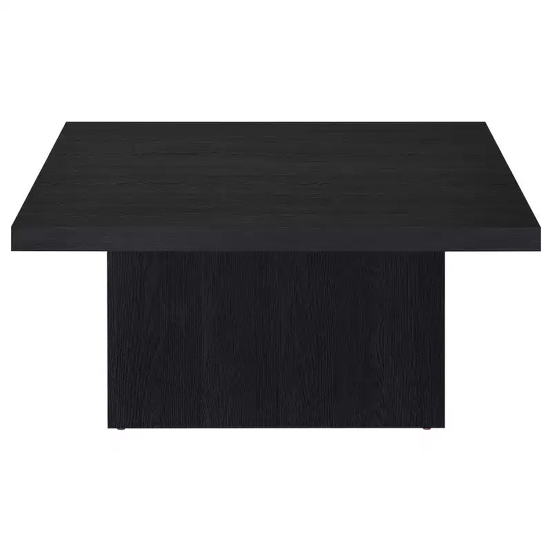 Square Engineered Wood Cocktail Coffee Table - Matte Black with Wood Grain Veneer