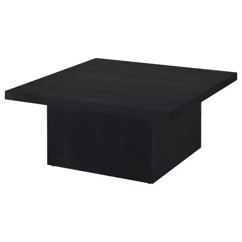 Square Engineered Wood Cocktail Coffee Table - Matte Black with Wood Grain Veneer